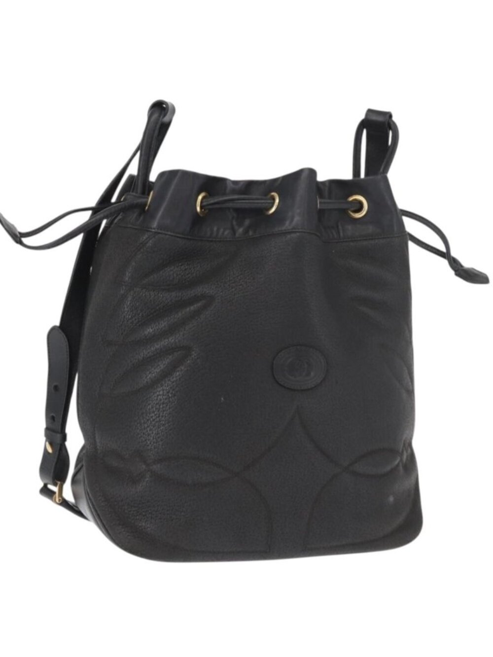 GUCCI Shoulder Bag Leather Black Gold
